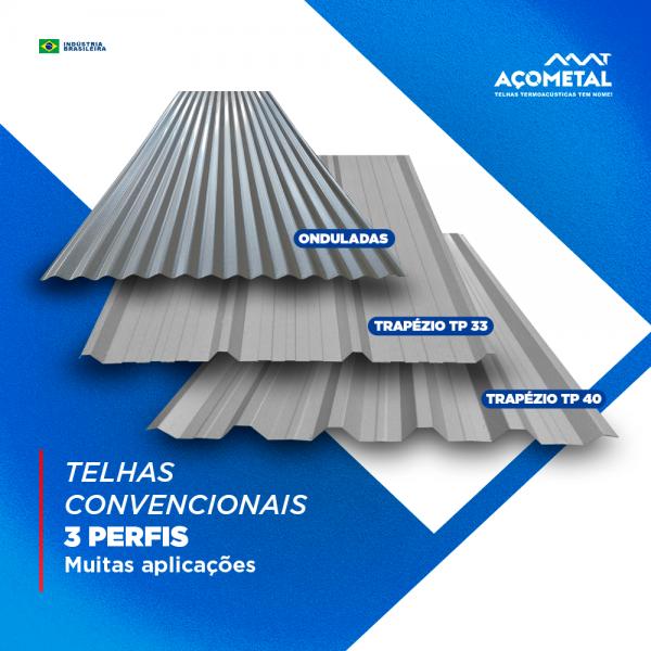 Telhas convencionais de metal Açometal variam em formato